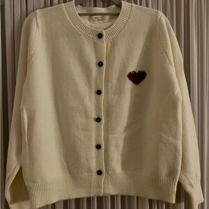 Women's Cream Cardigan with Heart Detail